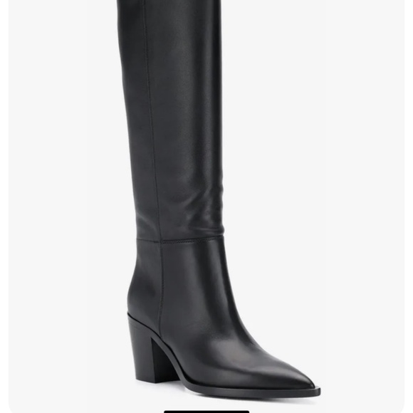 Gianvito Rossi Daenerys Block-Heel Leather Black Boots 37 - Picture 1 of 5